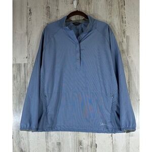 Eddie Bauer Womens Large Jacket Zip Pockets 1/4 Snap Pullover Lightweight Blue‎